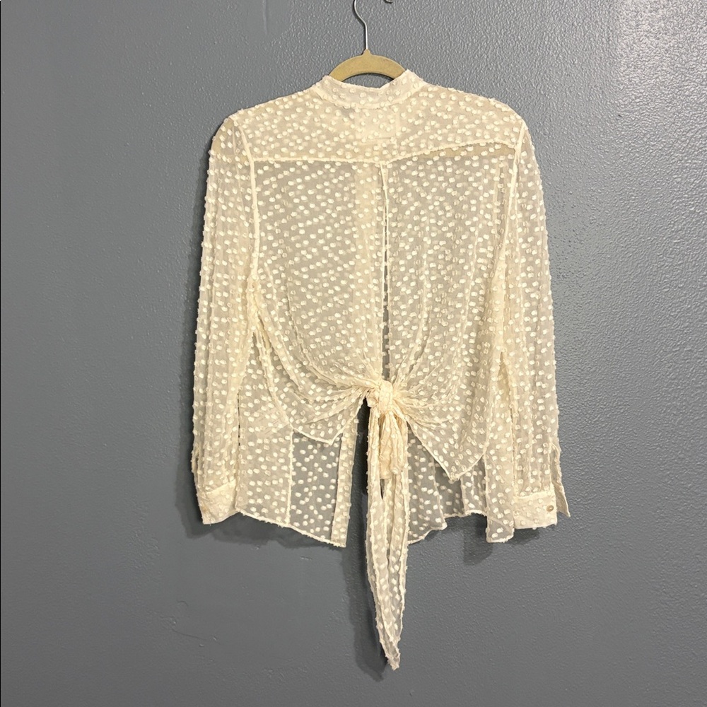 Carmen March Cream Sheer Polka Dot Blouse - Picture 3 of 5